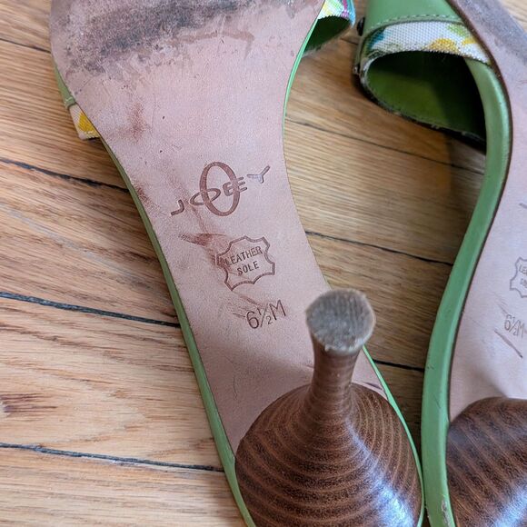 Vintage Y2K Joey O Mules Heeled Sandals Green Buckle 2000s Size 6.5 - Picture 8 of 10